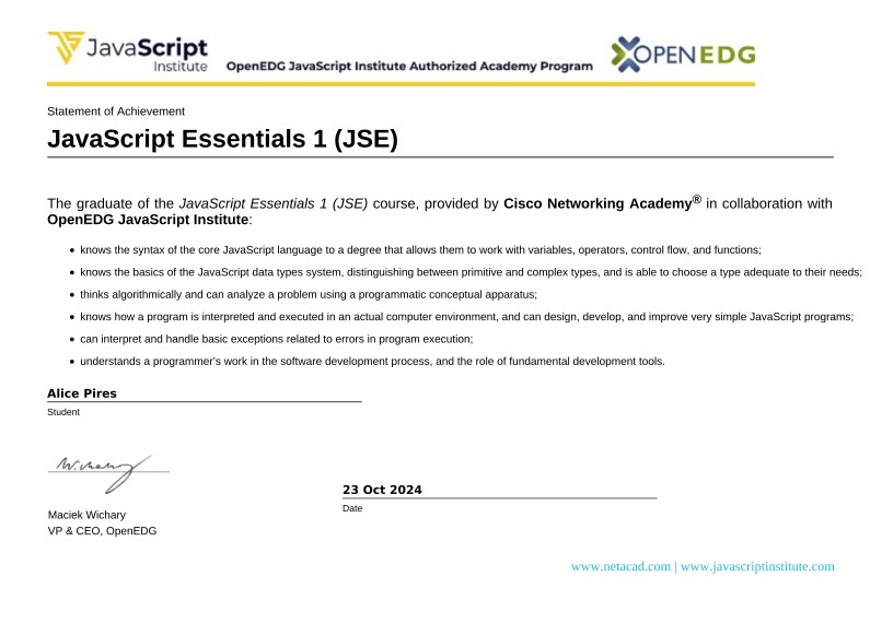 JavaScript Essentials I