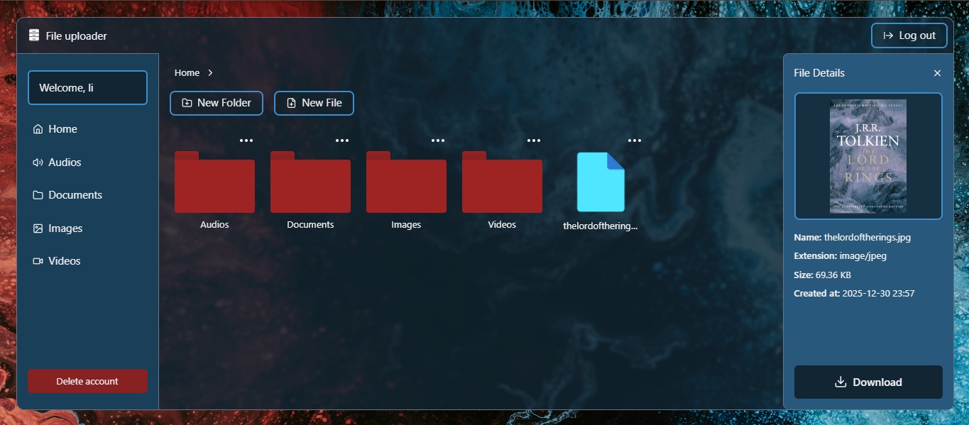 demo website: Sistema File Uploader