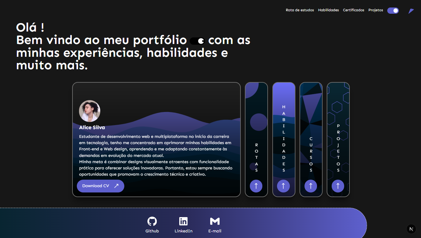 Imagem do projeto: My Portfolio - n° 1. Home do portfolio